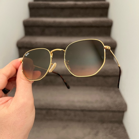Ray-Ban Accessories - New Ray-Ban Hexagonal RB3548 Sunglasses 51mm Gold Brown Gradient